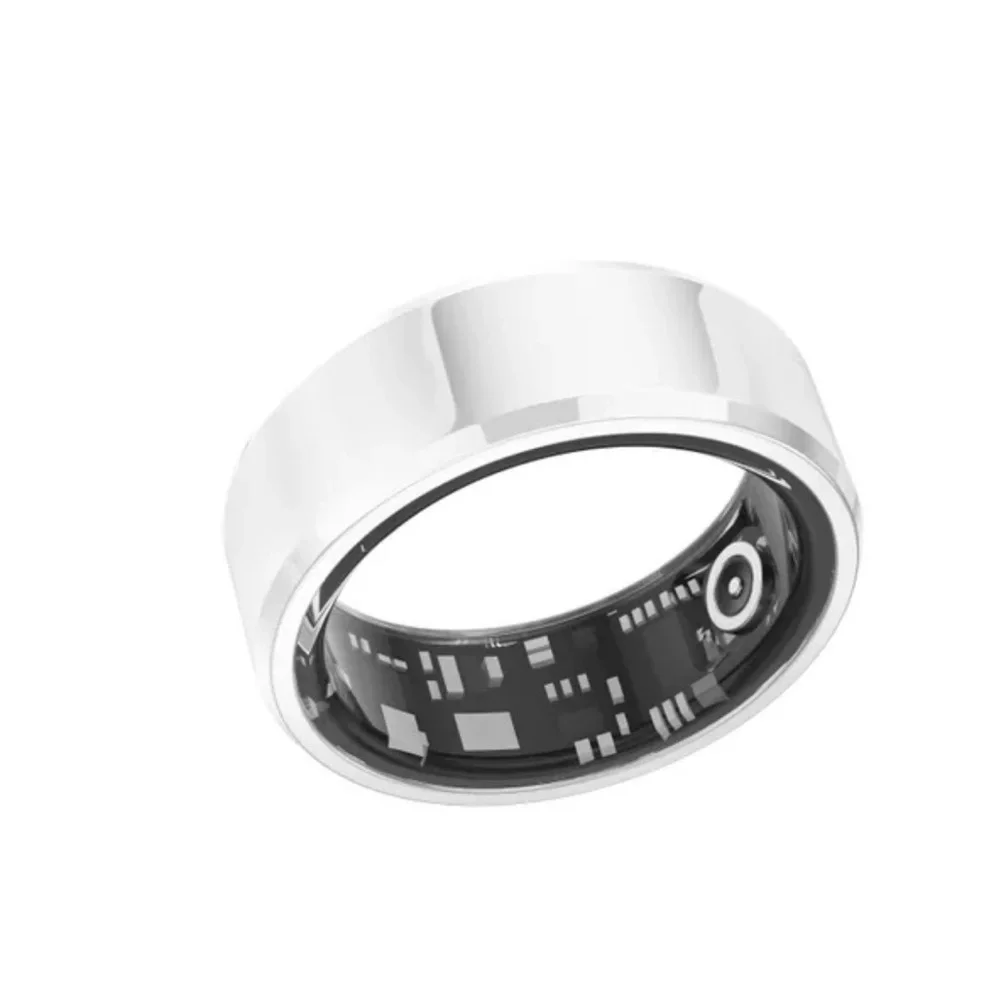 Black and White Wearable Ring with Heart Rate Tracking and NFC
